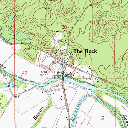 Topographic Map of The Rock, LA