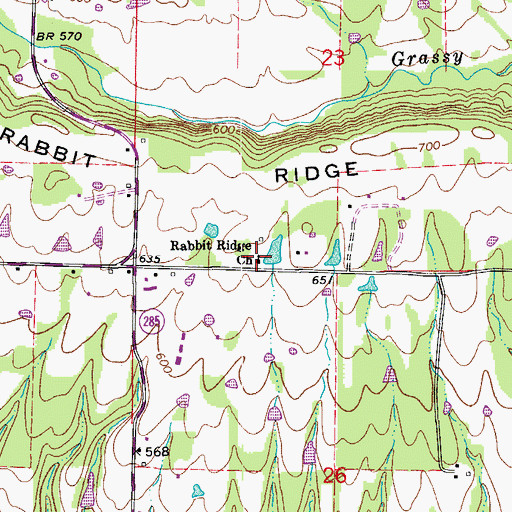 Topographic Map of Rabbit Ridge Church, AR