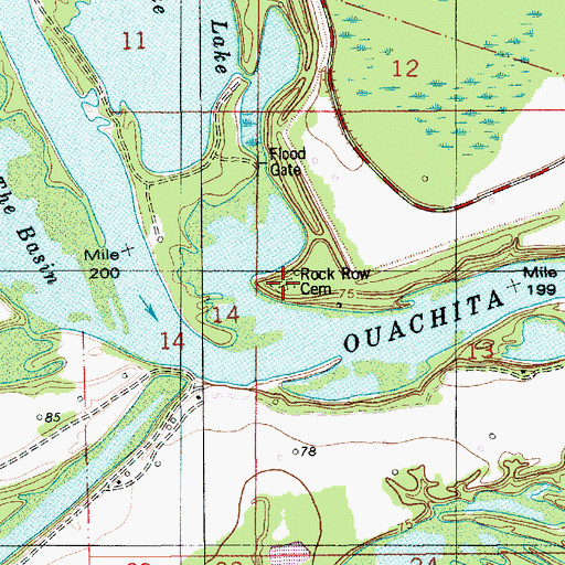 Topographic Map of Rock Row Cemetery, LA