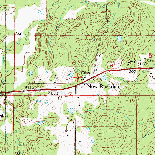 Topographic Map of Rockdale Church, LA