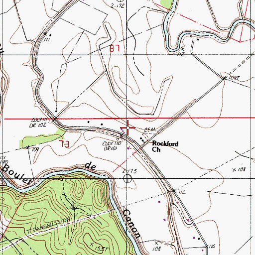 Topographic Map of Rockford School, LA