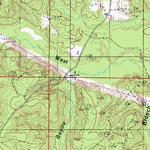 Topographic Map of Rocky Bayou, LA