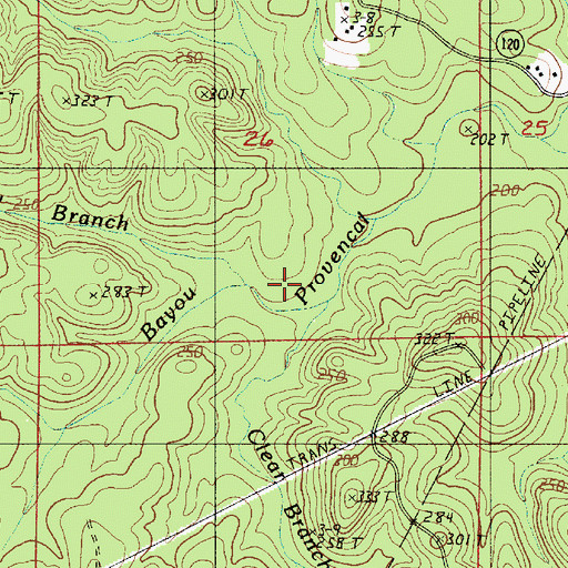 Topographic Map of Rocky Branch, LA