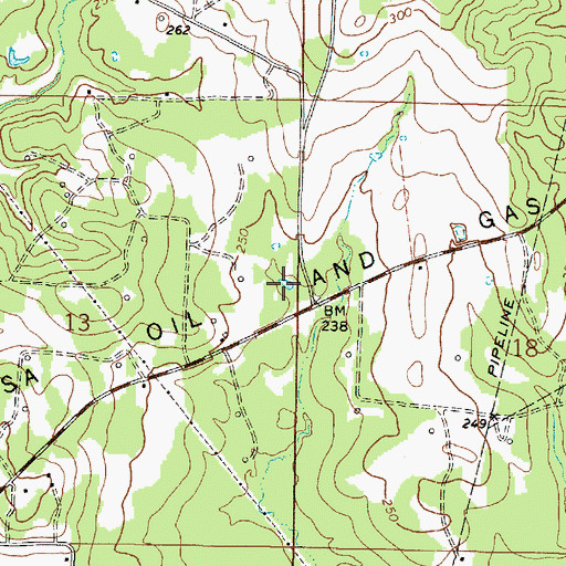 Topographic Map of Rodessa Oil and Gas Field, LA