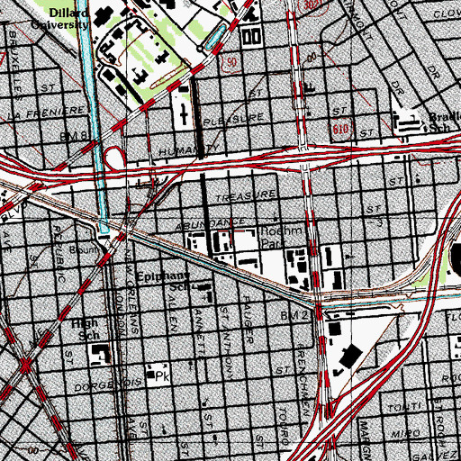 Topographic Map of Roehm Park, LA
