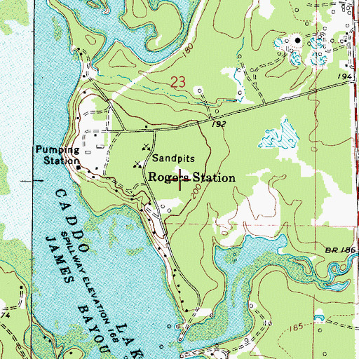 Topographic Map of Rogers Station, LA