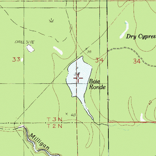Topographic Map of Baie Ronde, LA