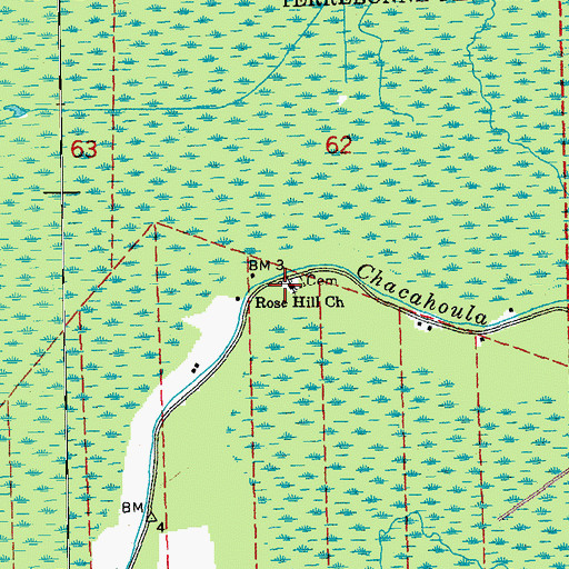 Topographic Map of Rose Hill Church, LA