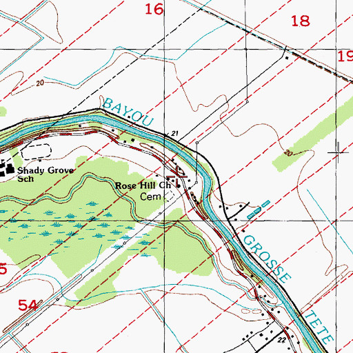 Topographic Map of Rose Hill Church, LA