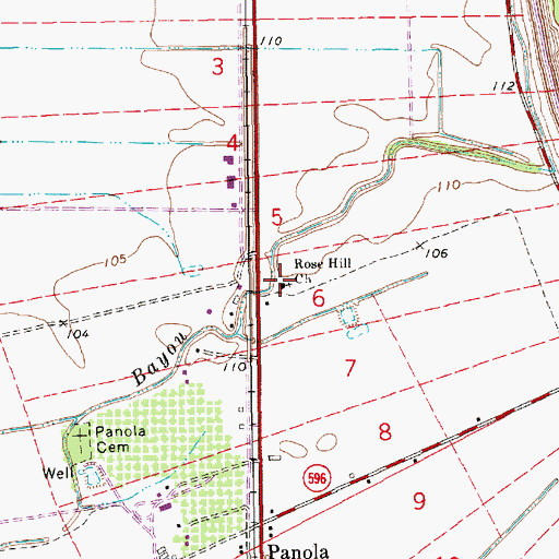 Topographic Map of Rose Hill Church, LA