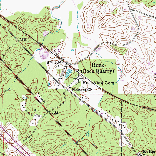 Topographic Map of Rose View Cemetery, LA