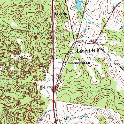 Topographic Map of Rosemound Church, LA