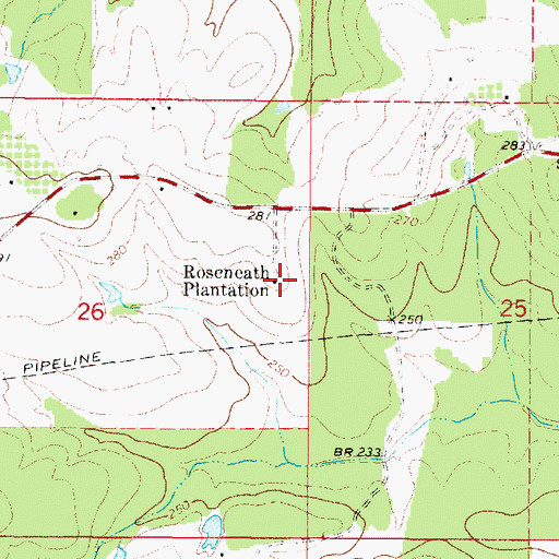 Topographic Map of Roseneath Plantation, LA