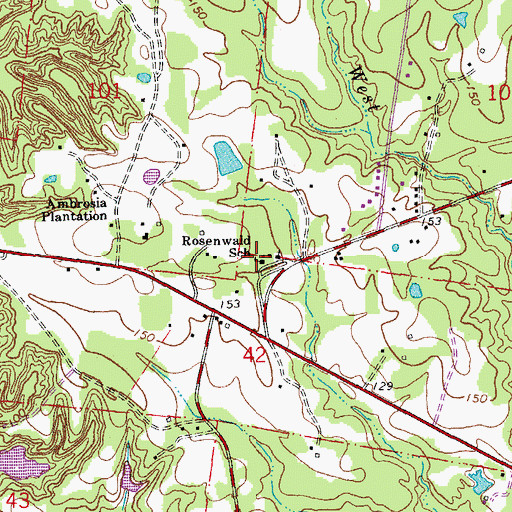 Topographic Map of Rosenwald School, LA