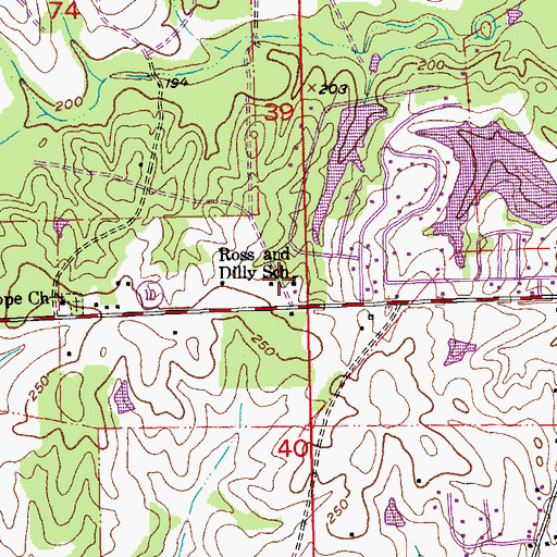 Topographic Map of Ross and Dilly School, LA