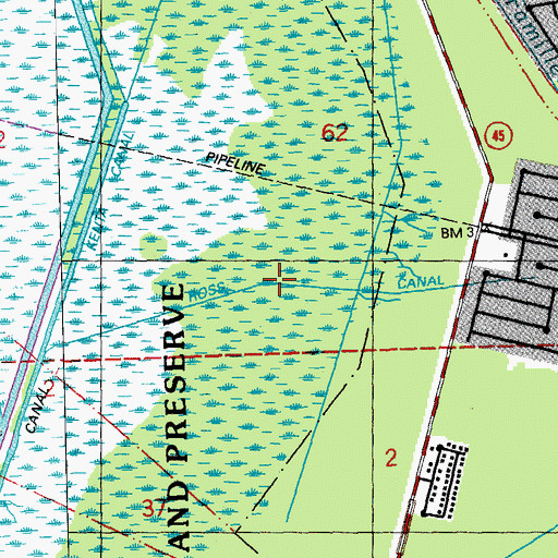 Topographic Map of Ross Canal, LA