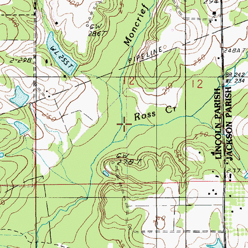 Topographic Map of Ross Creek, LA