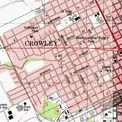 Topographic Map of Ross High School, LA