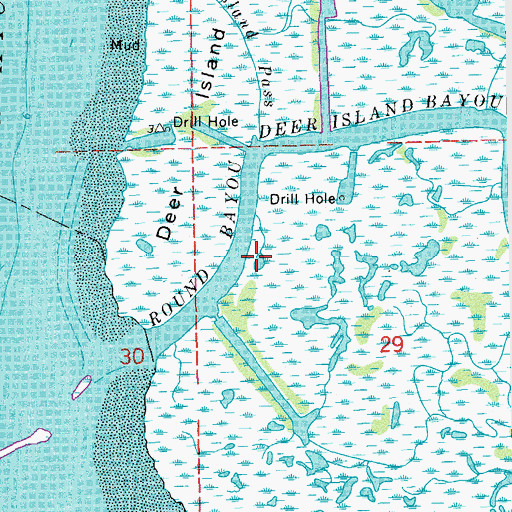 Topographic Map of Round Bayou, LA