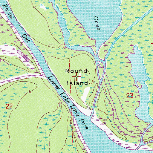 Topographic Map of Round Island, LA