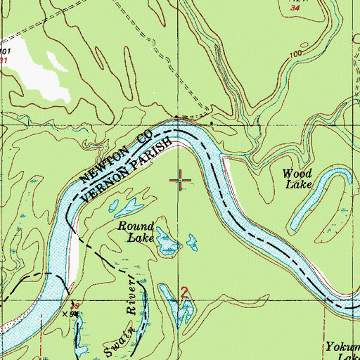 Topographic Map of Round Lake, LA