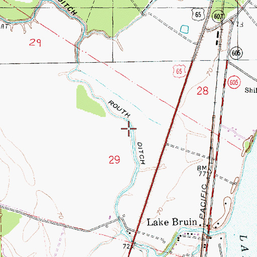 Topographic Map of Routh Ditch, LA
