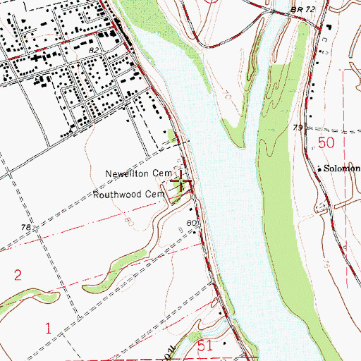 Topographic Map of Routhwood Cemetery, LA