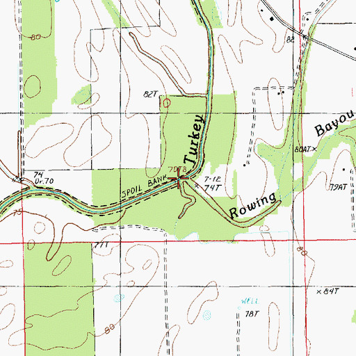 Topographic Map of Rowing Bayou, LA