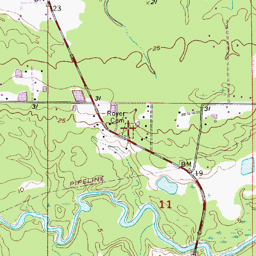 Topographic Map of Royer Cemetery, LA
