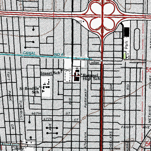 Topographic Map of Archbishop Rummel High School, LA