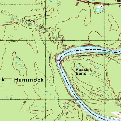 Topographic Map of Russell Bend, LA