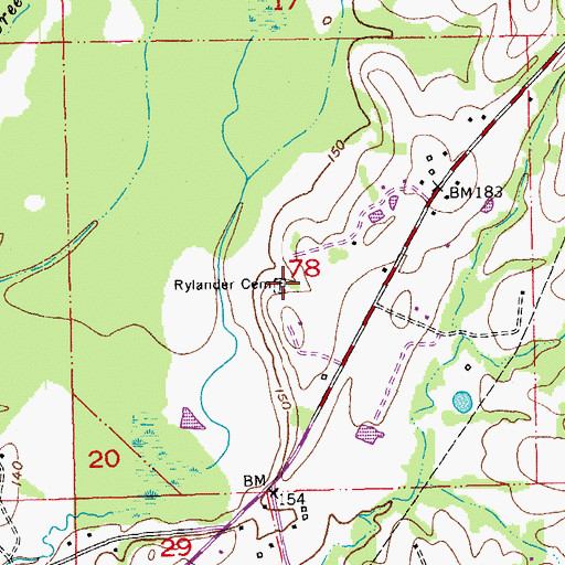 Topographic Map of Rylander Cemetery, LA