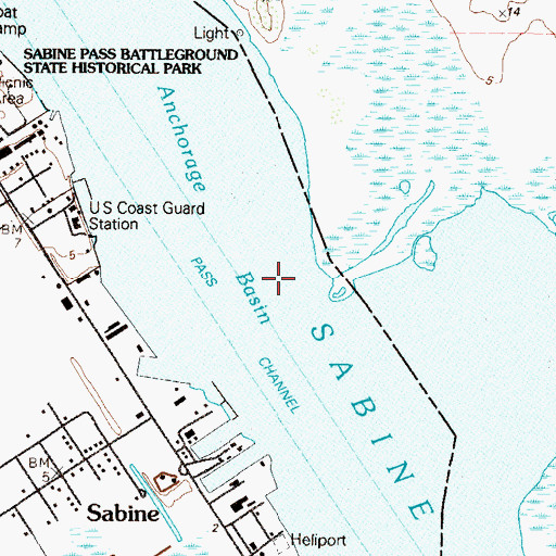 Topographic Map of Sabine Pass, LA