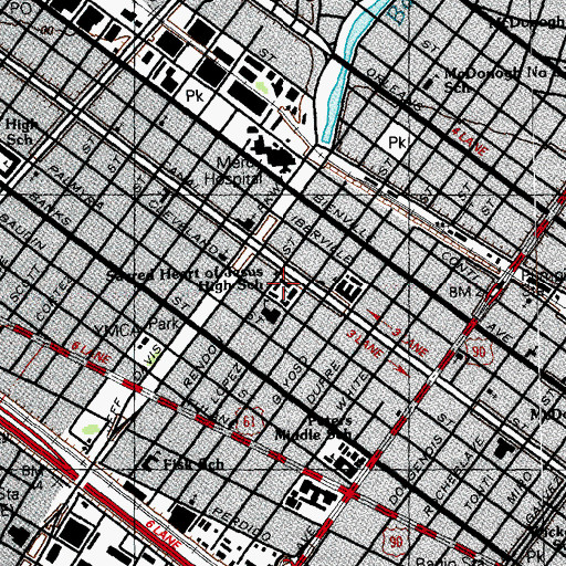 Topographic Map of Sacred Heart of Jesus High School, LA