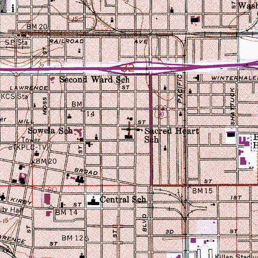 Topographic Map of Sacred Heart of Jesus - Saint Katharine Drexel School, LA