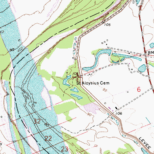 Topographic Map of Saint Aloysius Cemetery, LA