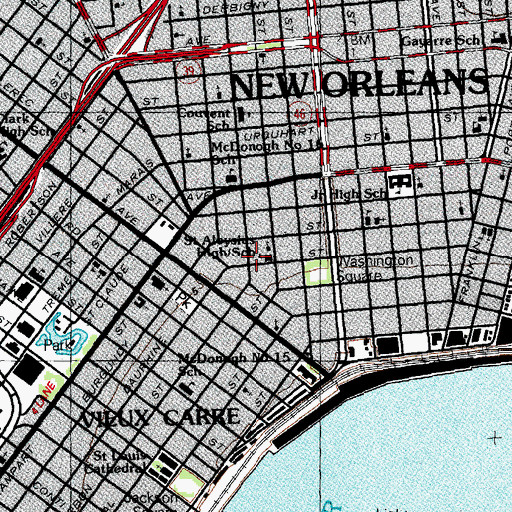 Topographic Map of Saint Aloysius High School, LA