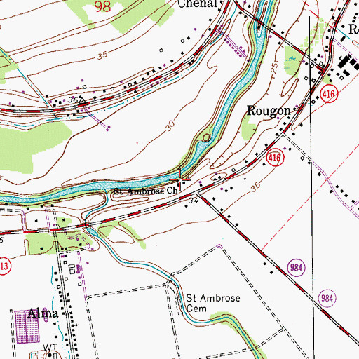 Topographic Map of Saint Ambrose Church, LA