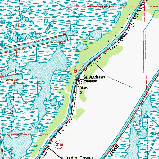 Topographic Map of Saint Andrews Episcopal Mission, LA