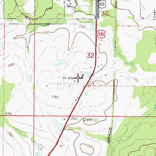 Topographic Map of Saint Ann Church, LA