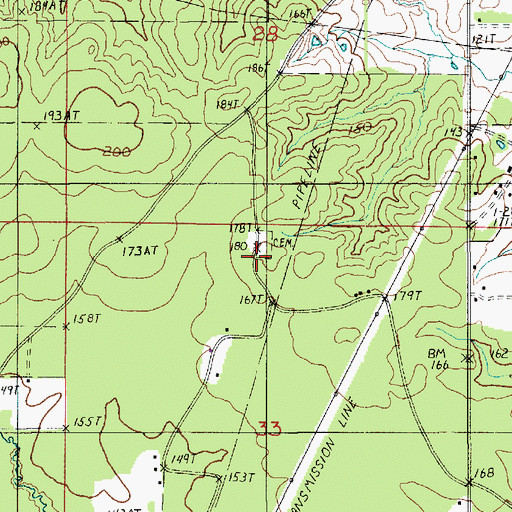 Topographic Map of Saint Annes Cemetery, LA