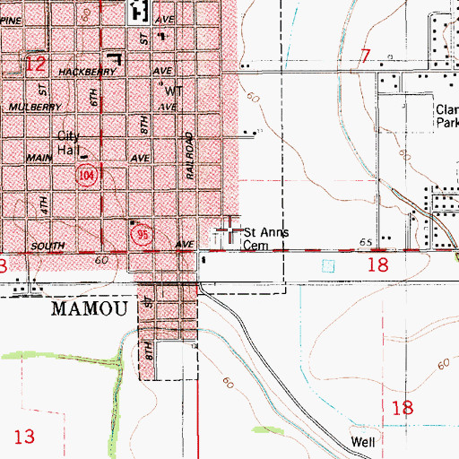 Topographic Map of Saint Anns Old Cemetery, LA
