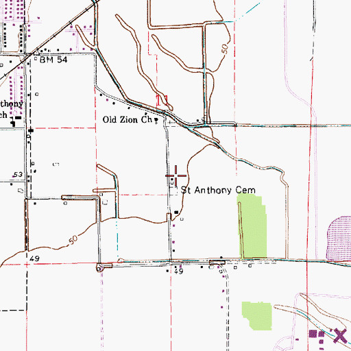 Topographic Map of Saint Anthony Cemetery, LA