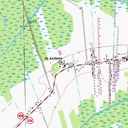 Topographic Map of Saint Anthony Church, LA
