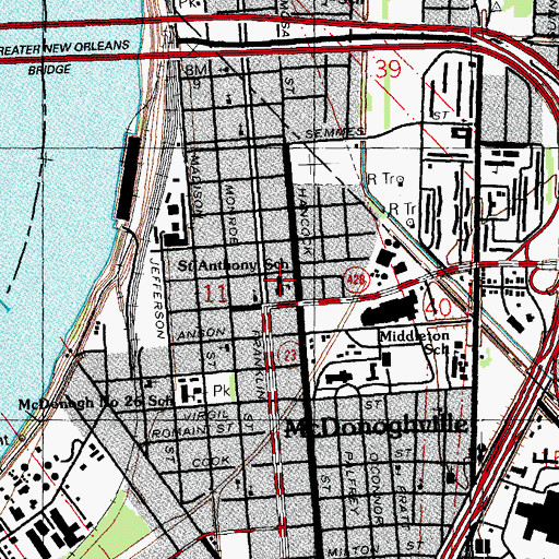 Topographic Map of Saint Anthony School, LA