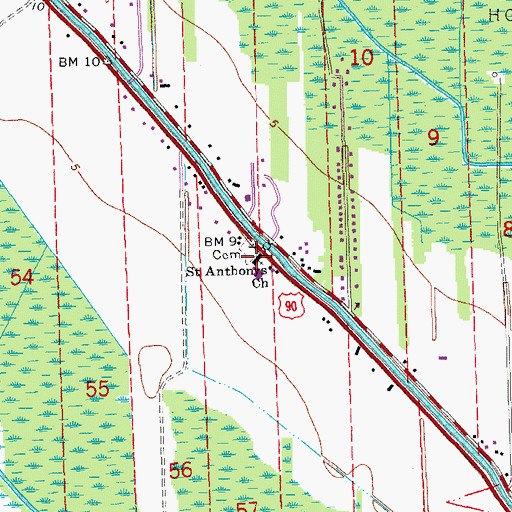 Topographic Map of Saint Anthonys Church, LA