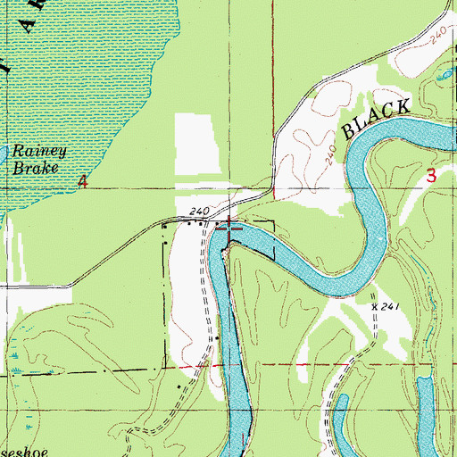 Topographic Map of Rainey Bend, AR