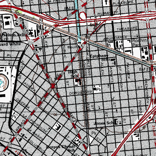 Topographic Map of Saint Augustine High School, LA