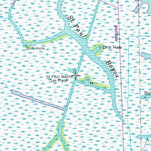 Topographic Map of Saint Bayou Gas Field, LA