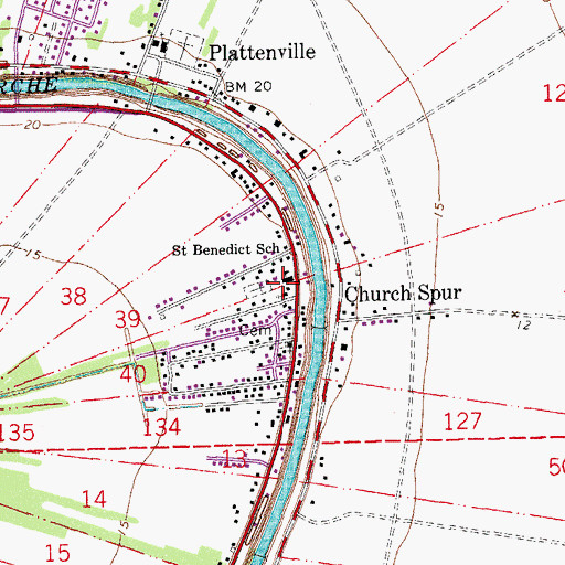 Topographic Map of Saint Benedict School, LA
